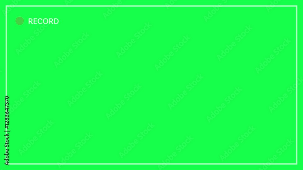 Video camera recording screen animation on a green screen background in HD. Displays red REC indicator and focus frame. Perfect for overlays, video editing, and cinematic footage effects.