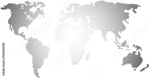 Halftone world map, black and white world map Free Vector
