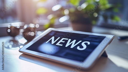 Breaking news update on digital trends home office informative content bright environment close-up view tech insights