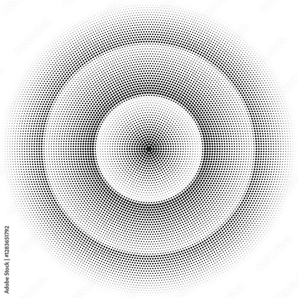 Black and white grunge circle halftone pattern texture background