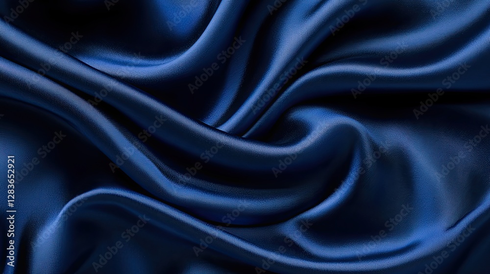 Obraz premium Luxurious Blue Silk: Captivating shot of a flowing, rich blue silk fabric, with soft folds and a subtle sheen, creating a sense of opulence and elegance. 