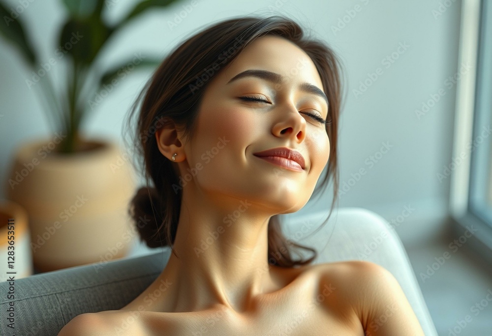 Photorealistic portrait of a female in relaxation Photorealistic portrait of a female in relaxation