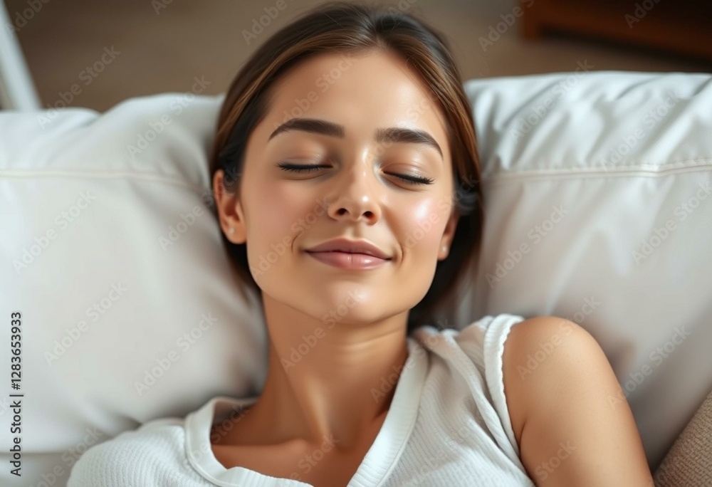 Relaxed portrait of a young woman with closed eyes Relaxed portrait of a young woman with closed eyes