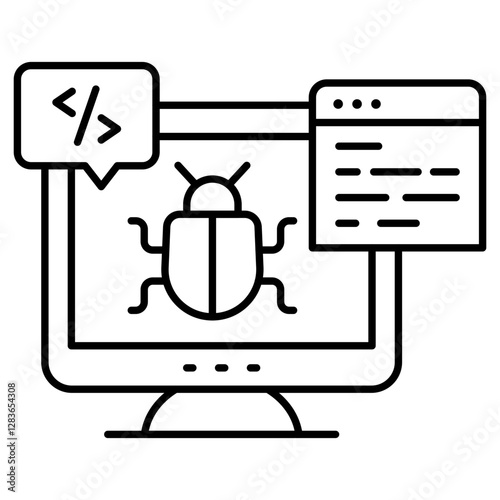 Conceptual flat design icon of computer bug