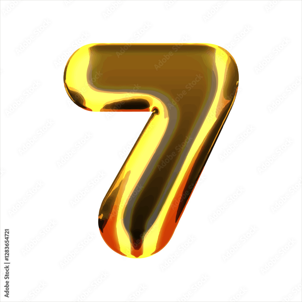 Numeral 7 - Golden balloon. number 7 isolated on white background. gold style. 3D style vector illustration Numeral 7 - Golden balloon. number 7 isolated on white background. gold style. 3D style vector illustration
