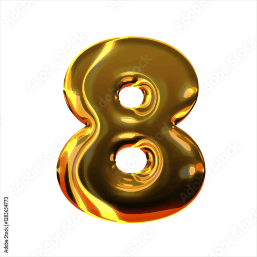 Numeral 8 - Golden balloon. number 8 isolated on white background. gold style. 3D style vector illustration