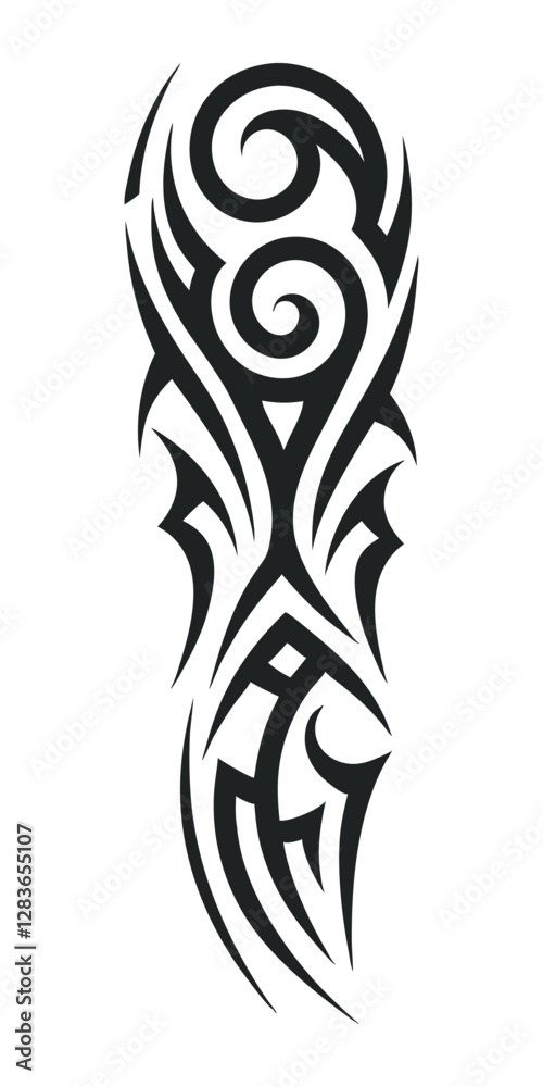 Obraz premium tribal pattern tattoo vector art design, tattoo tribal abstract sleeve, sketch art design isolated on white background.
