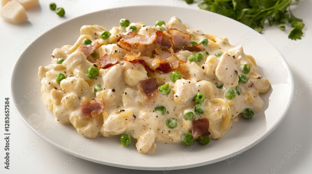 Creamy Chicken Pasta with Bacon and Peas: A Delicious Comfort Food Dish Creamy Chicken Pasta with Bacon and Peas: A Delicious Comfort Food Dish