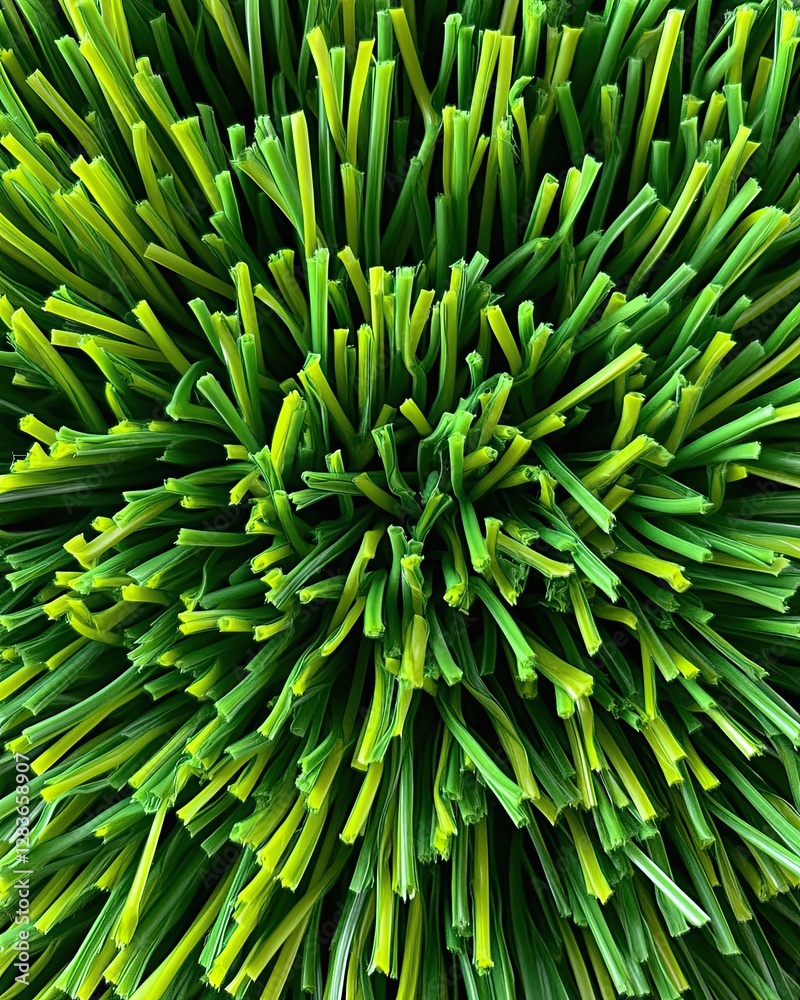 Fototapeta premium Abstract Artificial Turf: A vibrant, close-up shot of artificial turf with varying shades of green creating a textured, abstract pattern, evoking the lushness of a well-maintained surface.