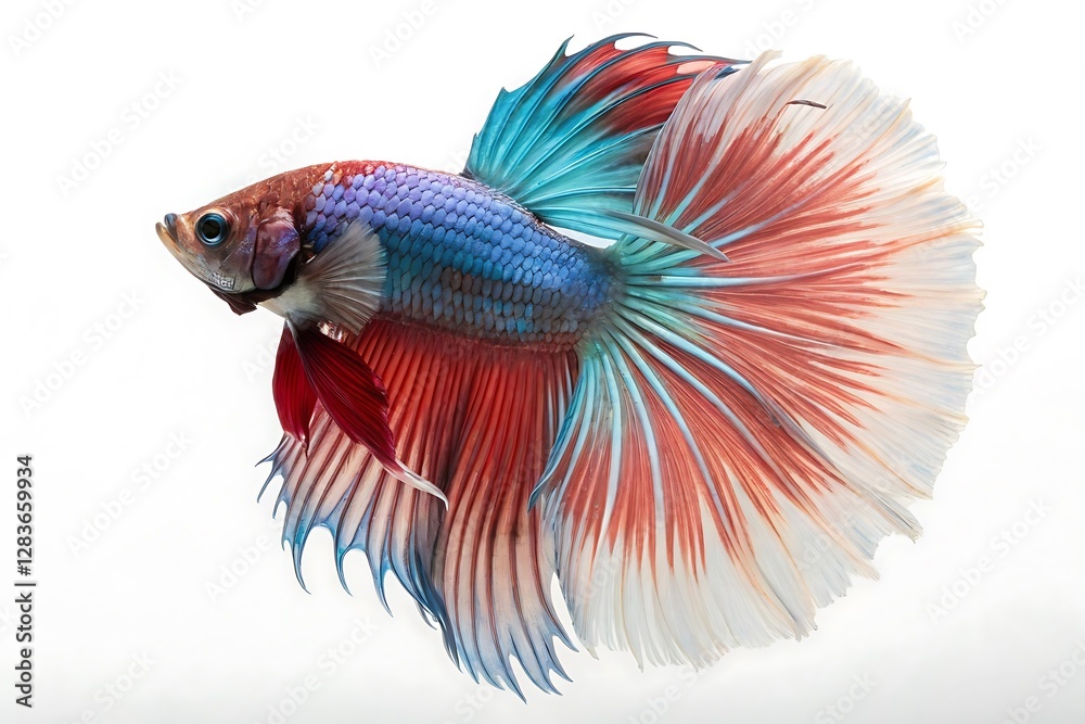 Fototapeta premium Halfmoon Fancy Betta Fish on White Background