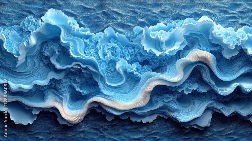 Abstract blue ocean waves, swirling and layered with textured depth Abstract blue ocean waves, swirling and layered with textured depth