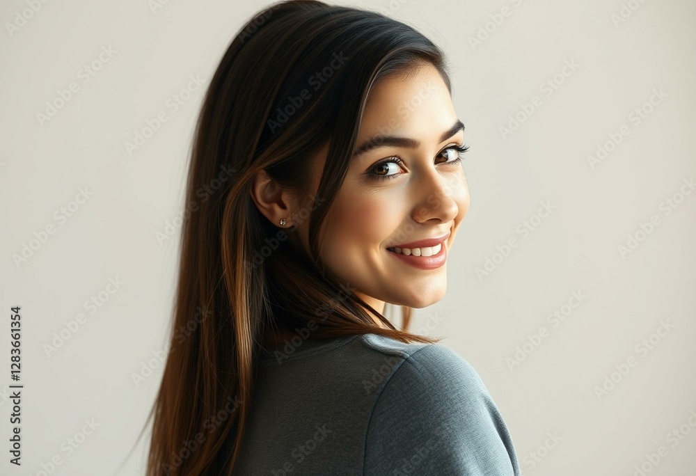 Fototapeta premium Female portrait with freckled face in natural light