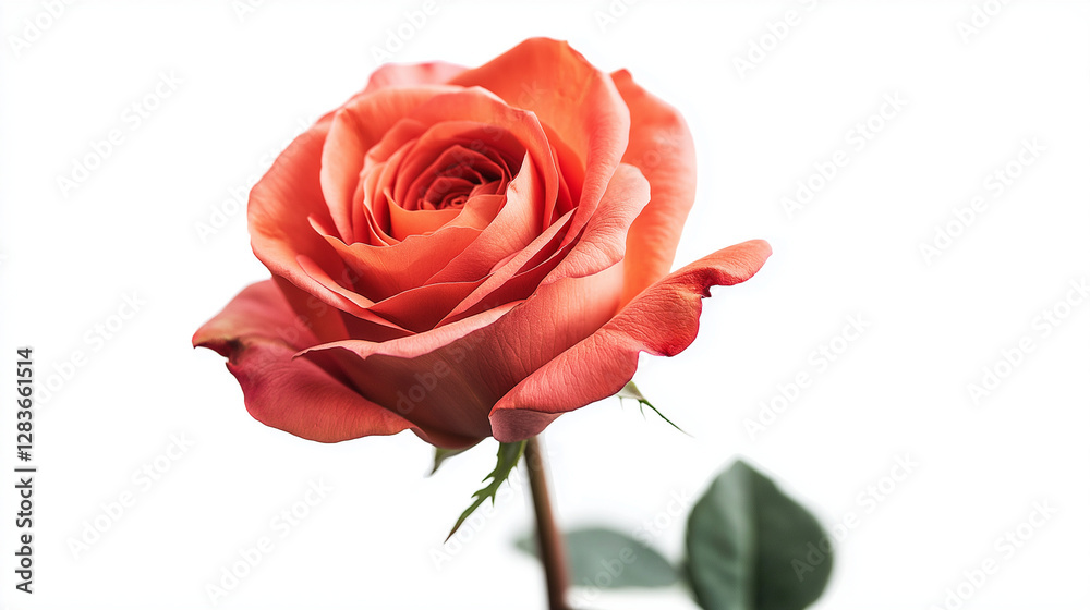 red rose isolated on white background, single red rose, flower red rose isolated on white background, single red rose, flower