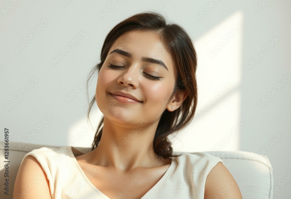 Female portrait with eyes closed in relaxation Female portrait with eyes closed in relaxation