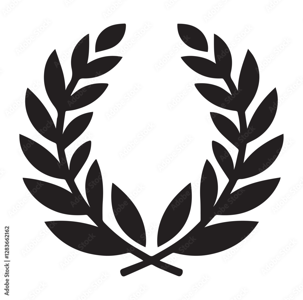 Minimal laurel sign vector silhouette SH Minimal laurel sign vector silhouette SH