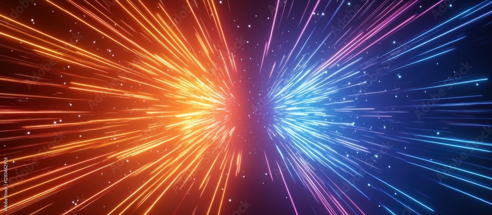 Hyperspace Jump, Abstract Light Trails Converging in a Colorful Vortex Hyperspace Jump, Abstract Light Trails Converging in a Colorful Vortex