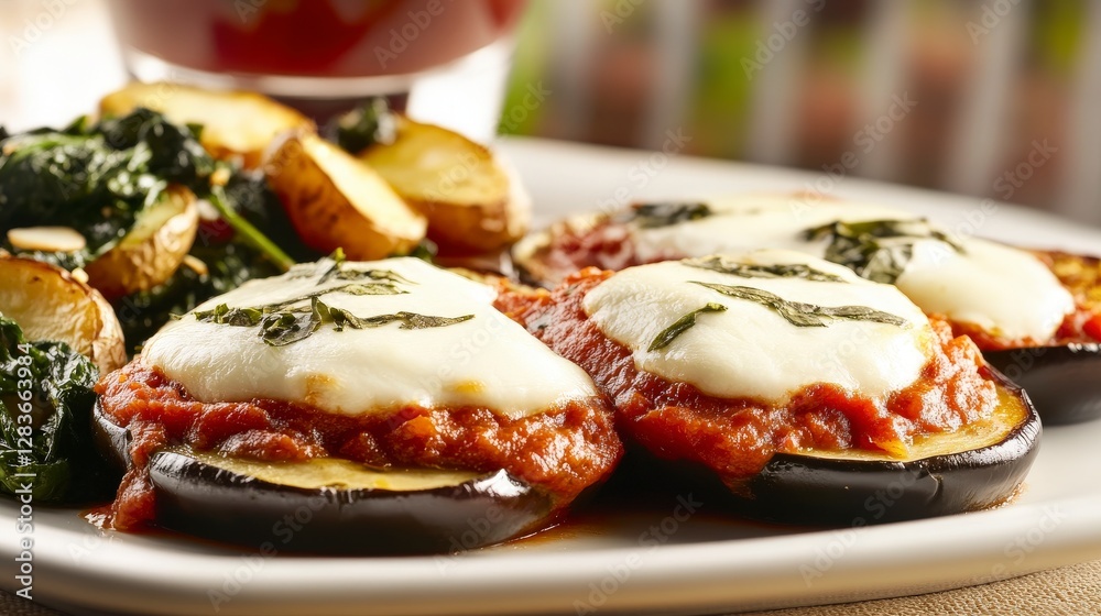 Scrumptious Eggplant Parmesan with Roasted Potatoes and Spinach: A Culinary Delight Scrumptious Eggplant Parmesan with Roasted Potatoes and Spinach: A Culinary Delight