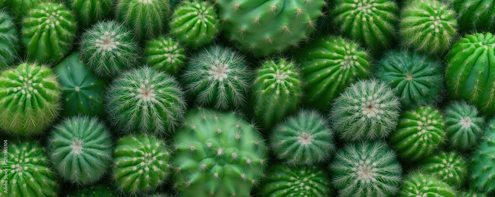 This visual features a vibrant assortment of cacti arranged closely displaying different textures and shades of green This visual features a vibrant assortment of cacti arranged closely displaying different textures and shades of green