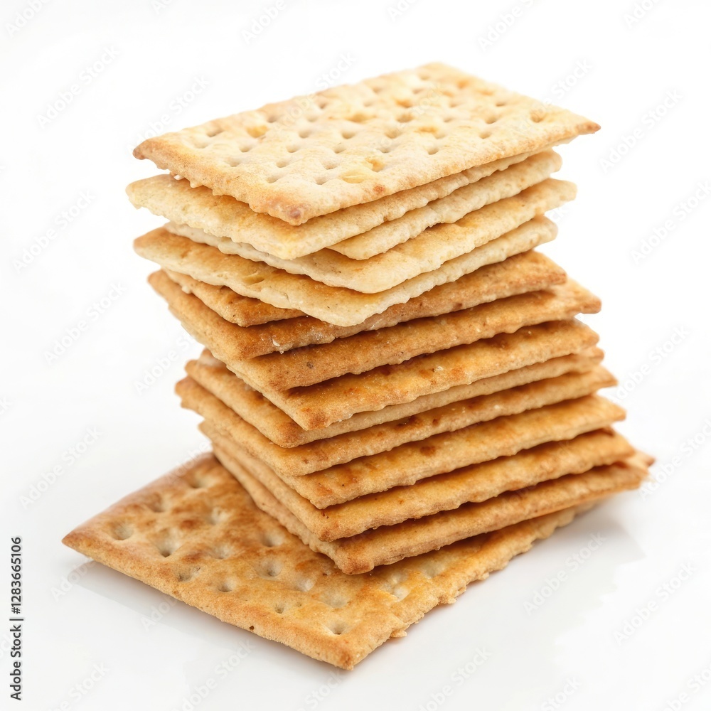 Crispy Crackers: Stack of Delicious Wheat Crackers Crispy Crackers: Stack of Delicious Wheat Crackers