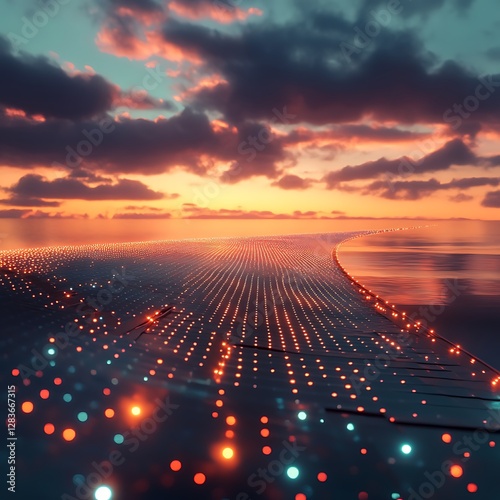 Empowering a Green Future: Solar Panel at Sunset