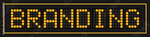 Orange color led banner in word branding on black background