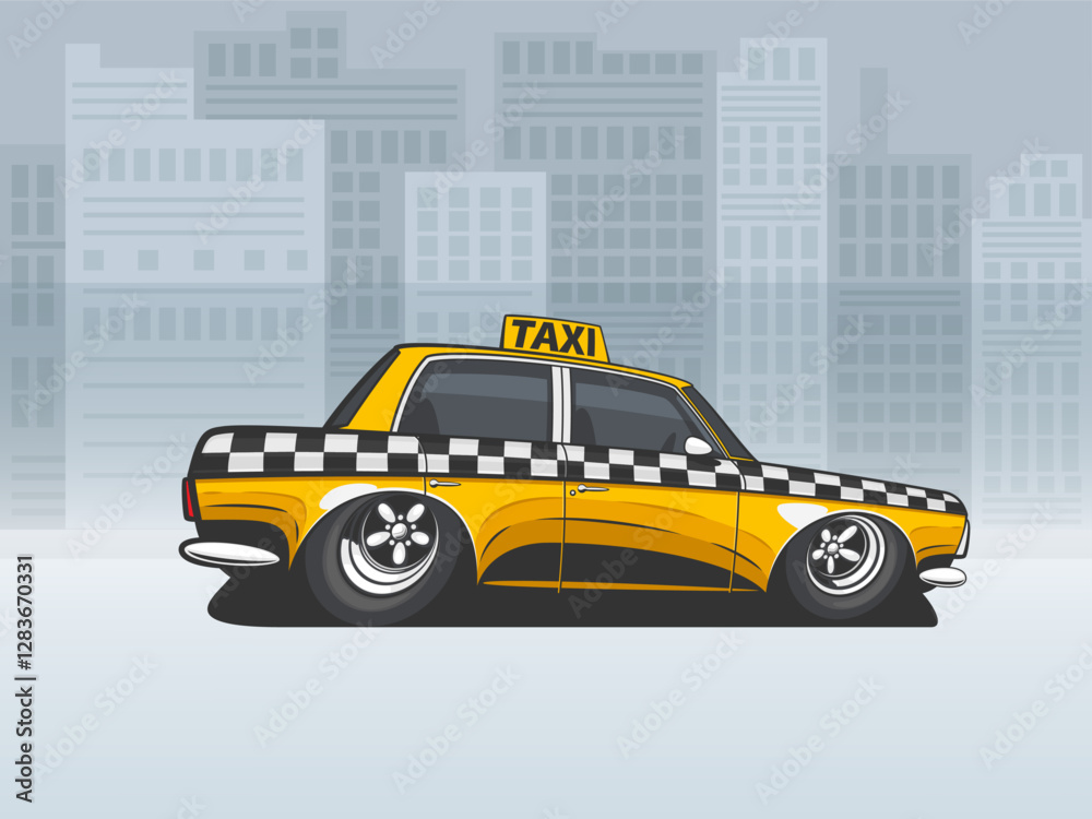Taxi Car Illustration isolated on white. Cartoon Taxi Cab Classic. City urban transportation car. Vehicle illustration. Yellow car illustration. Public Transport. Taxi service design concept Taxi Car Illustration isolated on white. Cartoon Taxi Cab Classic. City urban transportation car. Vehicle illustration. Yellow car illustration. Public Transport. Taxi service design concept