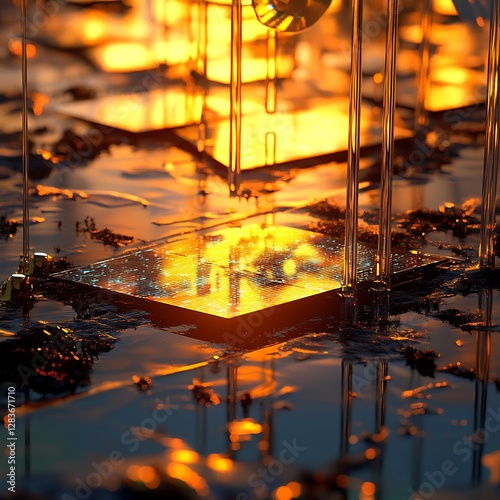 Renewable Energy Sources - Solar Panels & Wind Turbines at Sunset