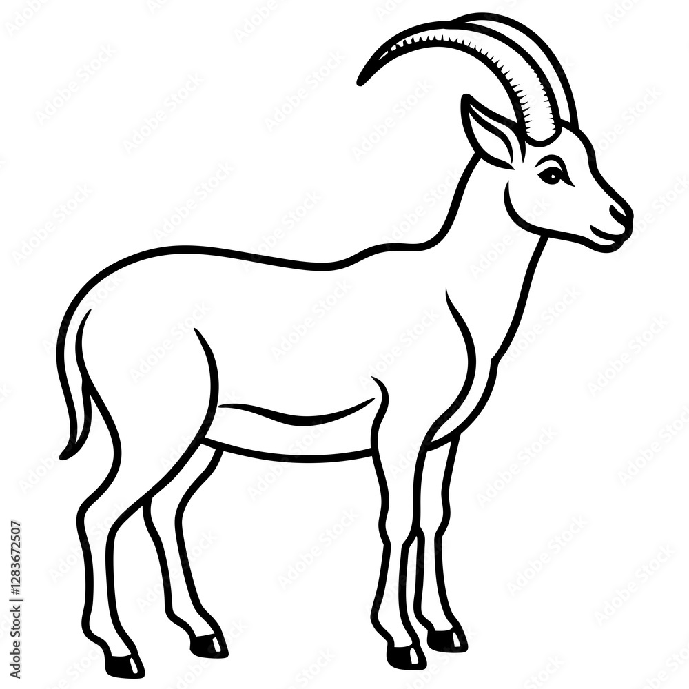Modern Ibex Outline Vector Art Modern Ibex Outline Vector Art