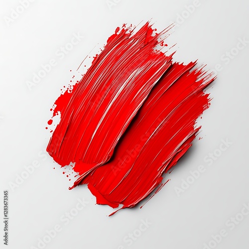 Abstract Red Paint Brush Strokes on Light Grey Background