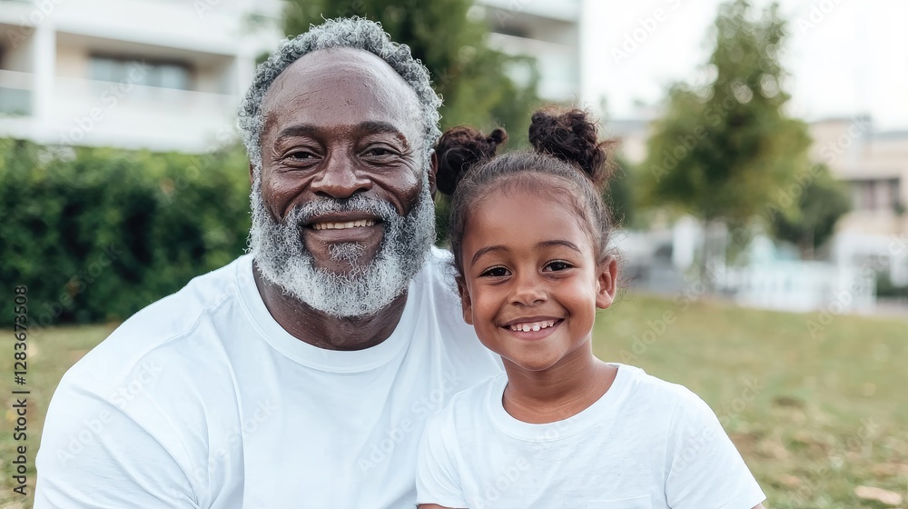 Grandparent and Grandchild Smiling Outdoors Grandparent and Grandchild Smiling Outdoors