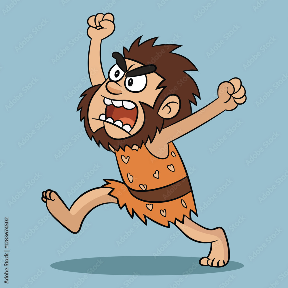 Angry jumping caveman cartoon vector illustration Angry jumping caveman cartoon vector illustration