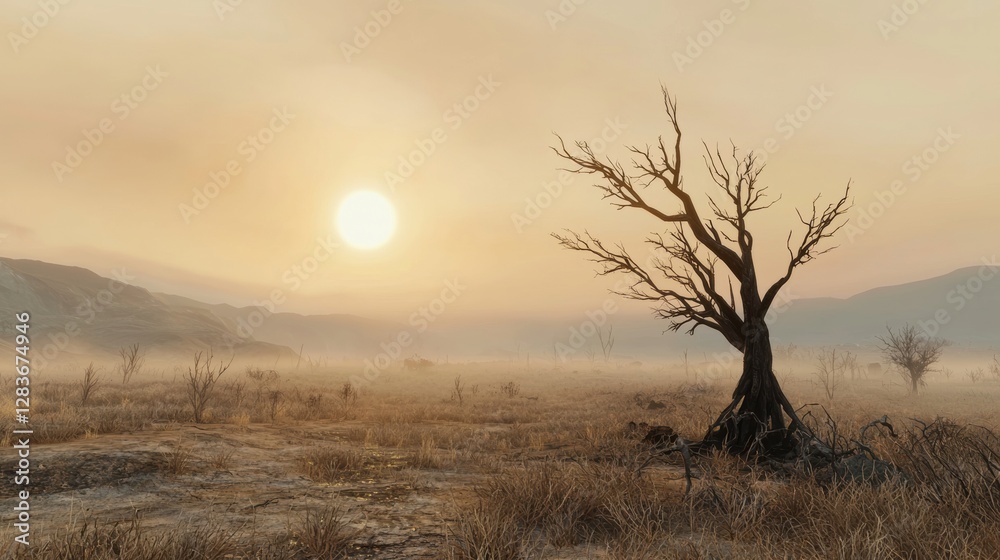 A Striking Contrast: The Eerie Beauty of a Dead Tree in the Middle of a Field Exhibit A Striking Contrast: The Eerie Beauty of a Dead Tree in the Middle of a Field Exhibit