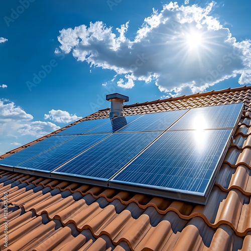 Professional Solar Water Heater Installation on Rooftop with Clear Blue Sky Background