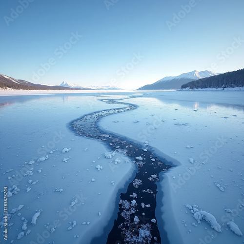 Wallpaper Mural Frozen Lake with Cracked Ice Torontodigital.ca