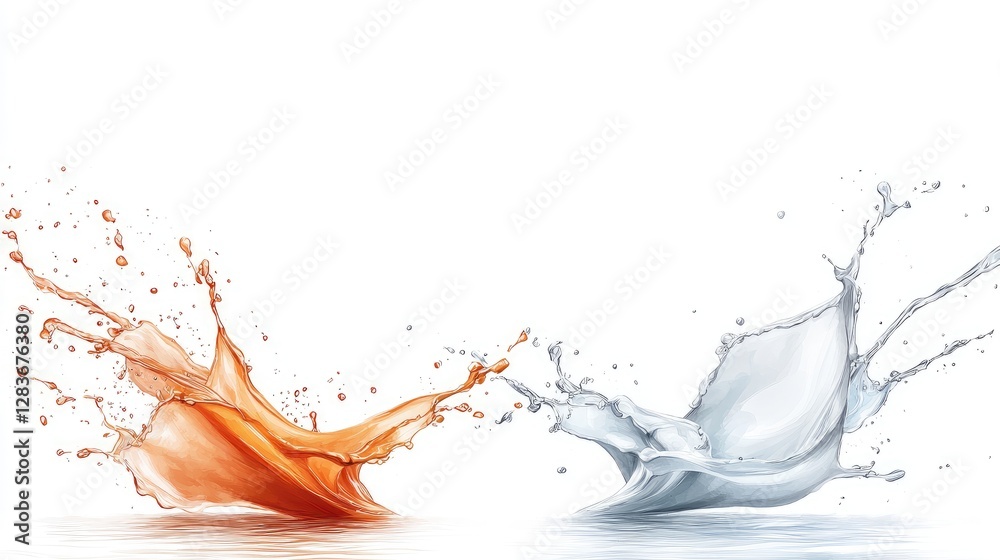 Fototapeta premium Splashing Orange and White Liquids (1)