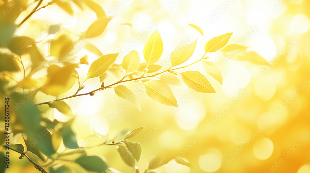Obraz premium Young Tree Thrives in Golden Light, Symbolizing Growth and Harmony with Nature