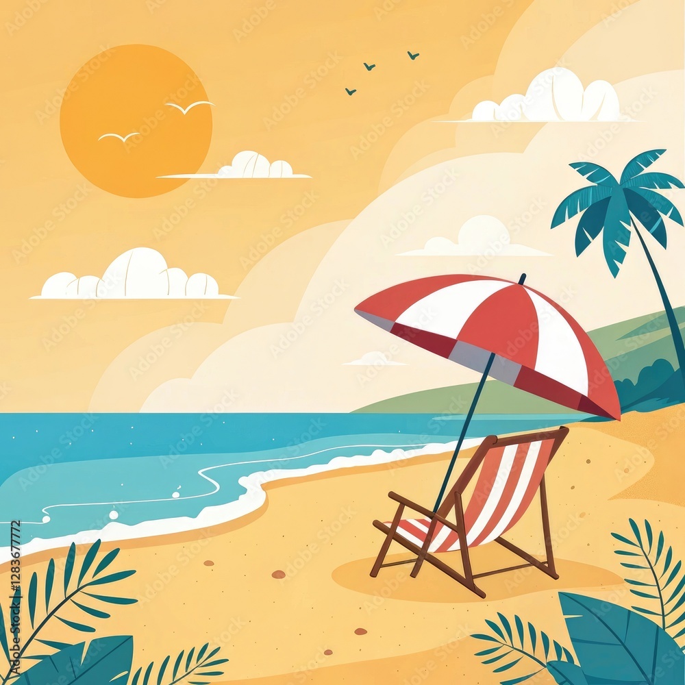 Obraz premium Beach Vacation: Summer Sun, Sand, & Sea