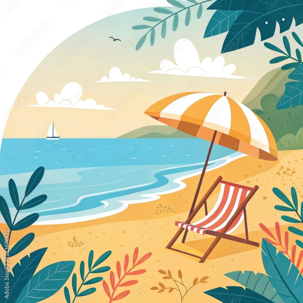 Obraz premium Beach Vacation: Relaxing Summer Scene
