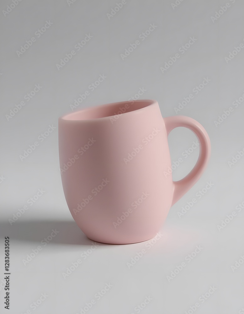 Obraz premium A Delicate Pink Ceramic Mug on a White Background: Simple Elegance in Minimalist Photography