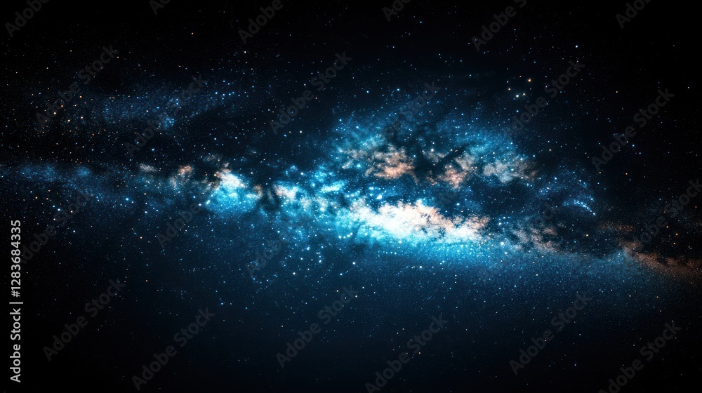 Fototapeta premium Cosmic expanse, swirling nebulae, night sky, stellar dust