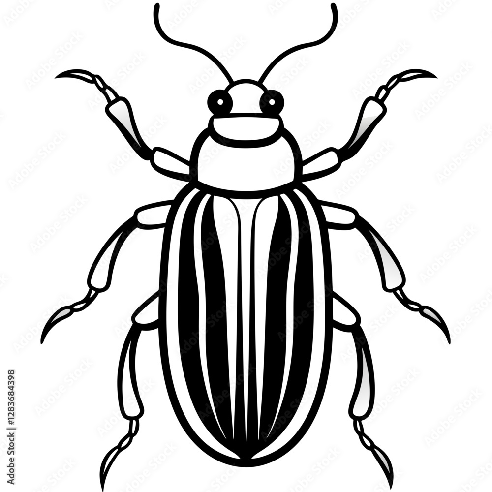 One-Line Beetle Vector Illustration Art One-Line Beetle Vector Illustration Art