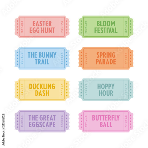 Easter theme retro vintage admission ticket vector set