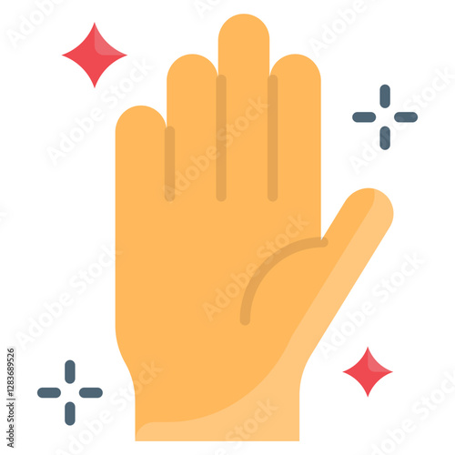 Glowing Hand Flat Icon Cleanliness Hygiene Sanitization Vector Illustration