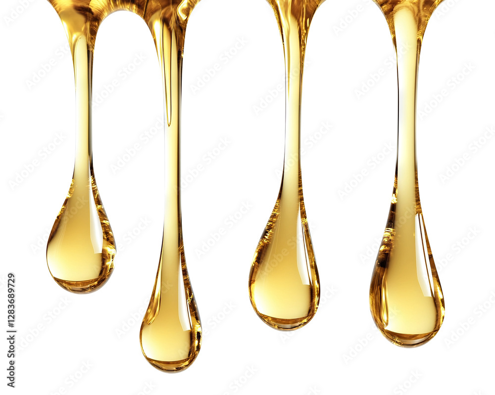 Golden honey dripping in smooth streams, isolated on transparent cutout background Golden honey dripping in smooth streams, isolated on transparent cutout background