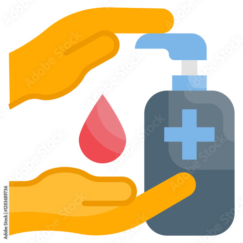 Hand Sprays Disinfectant Antiseptic Cleanser for Sanitization Healthcare Hygiene Prevention Pixel Art Illustration