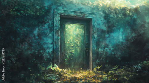 Porte entrouverte sur un autre monde. Portal to Forgotten Worlds. Illustration