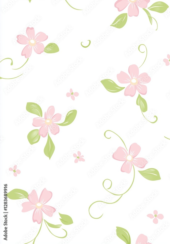 Cute pink and white pattern in pastel colors with small flowers on it, arranged on a white background, creating a charming vintage feel. Cute pink and white pattern in pastel colors with small flowers on it, arranged on a white background, creating a charming vintage feel.