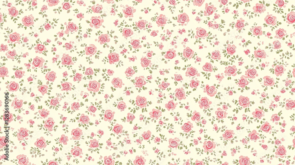 Cute pink and white pattern in pastel colors with small flowers on it, arranged on a white background, creating a charming vintage feel. Cute pink and white pattern in pastel colors with small flowers on it, arranged on a white background, creating a charming vintage feel.