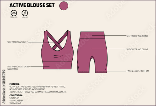 Women Sports Bra and Shorts Technical Tech Pack.