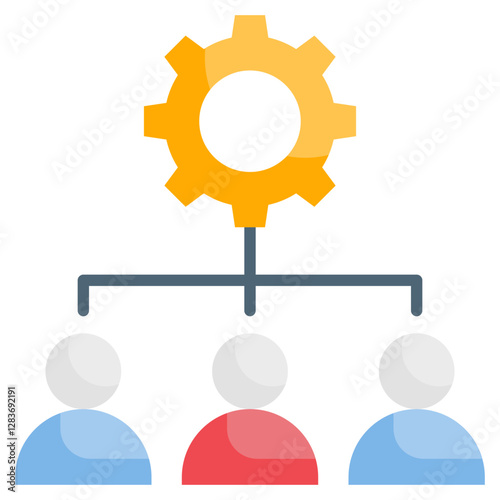 Organization Management Icon Teamwork Workflow Process Structure Hierarchy Flat Design Graphic Element.